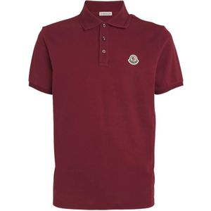 Moncler Logo Patch Polo Klassiek Bordeaux Katoen , Red , Heren , Maat: L