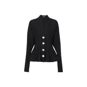 Balmain Geribbelde gebreide peplum cardigan , Black , Dames , Maat: XS