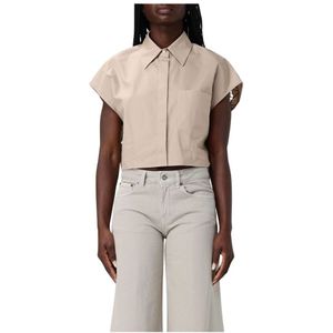 Dondup, Dames, Blouses & Shirts, Beige, Maat: 2XS Katoen,