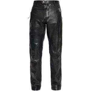 Dsquared2, Heren, Broeken, Zwart, Maat: M Leer,