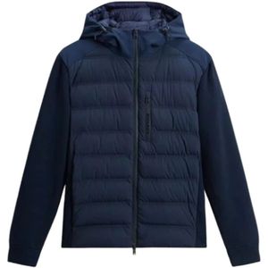 Woolrich Hybride Melton Blauwe Winterjas , Blue , Heren , Maat: M