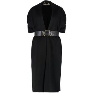 Elisabetta Franchi, Dames, Mantels, Zwart, Maat: M Wol,