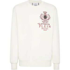 Philipp Plein, Heren, Sweatshirts & Hoodies, Wit, Maat: S Fleece,