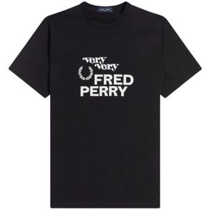 Fred Perry, Heren, Tops, Zwart, Maat: L Katoen,