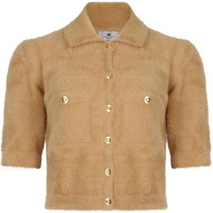 Elisabetta Franchi, Dames, Truien, Geel, Maat: M Polyamide,