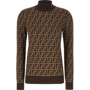 Fendi, Dames, Truien, Bruin, Maat: S Katoen,