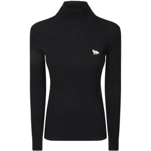 Maison Kitsuné, Dames, Truien, Zwart, Maat: M Katoen,