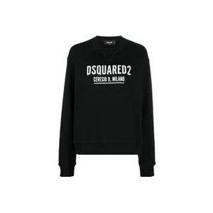 Dsquared2 Zwart Geribbelde Crew-neck Sweatshirt , Black , Dames , Maat: L
