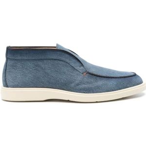 Santoni Denim Print Instappers , Blue , Heren , Maat: 42 1/2 EU