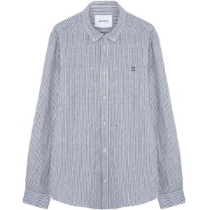 Les Deux, Heren, Overhemden, Blauw, Maat: L Linnen,