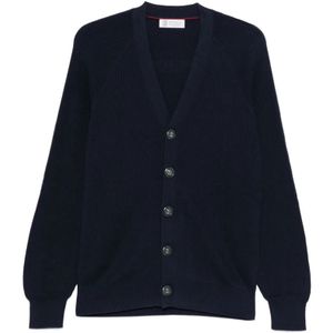 Brunello Cucinelli, Heren, Truien, Blauw, Maat: 2XL