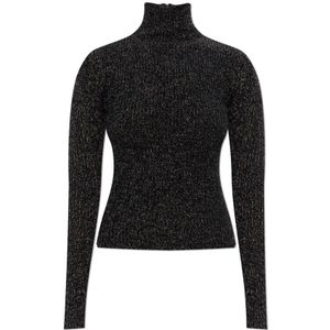 Max Mara, Dames, Truien, Zwart, Maat: M Leer,