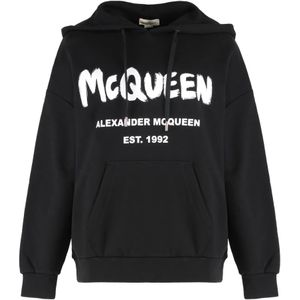 Alexander McQueen, Dames, Sweatshirts & Hoodies, Zwart, Maat: 2XS Katoen,