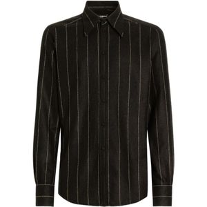 Dolce & Gabbana, Heren, Overhemden, Zwart, Maat: XL Flanel,