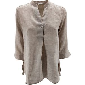Caliban, Dames, Blouses & Shirts, Beige, Maat: 3XL Linnen,