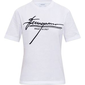Ferragamo, Dames, Tops, Wit, Maat: L Katoen,