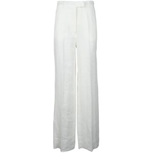 Max Mara Studio, Dames, Broeken, Wit, Maat: L Linnen,