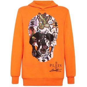 Philipp Plein, unisex, Sweatshirts & Hoodies, Oranje, Maat: 3XL Katoen,