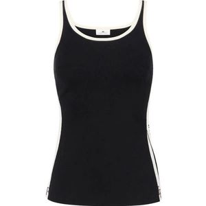 Elisabetta Franchi, Dames, Tops, Zwart, Maat: XS Viscose,