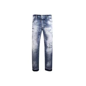 Dsquared2 Cool Guy Jeans - Slim Fit, Versleten, Knoopsluiting , Blue , Heren , Maat: XS