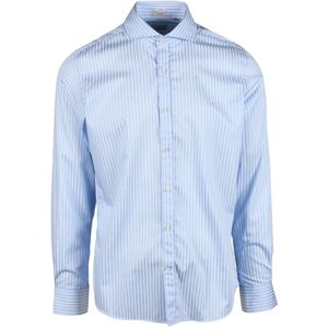 Himon's, Heren, Overhemden, Blauw, Maat: L Katoen,