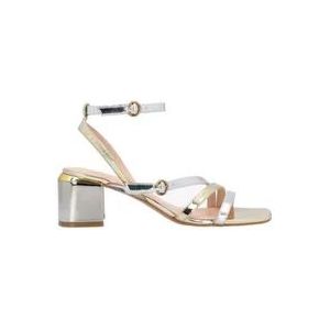 Pinko Zilveren en gouden sandalen met chunky hak , Gray , Dames , Maat: 39 EU