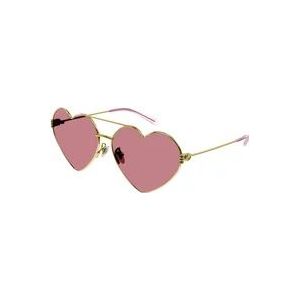 Gucci Prachtige Goud/Rode Zonnebril voor Vrouwen , Yellow , Dames , Maat: 62 MM