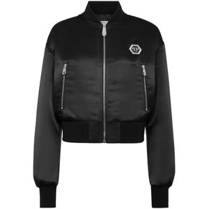 Philipp Plein, Dames, Jassen, Zwart, Maat: S Nylon,