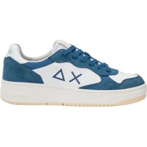 Sun68 - Z3514880 - Schoenen - Donkerblauw - Suède - Sneaker met Witte Inzetstukken