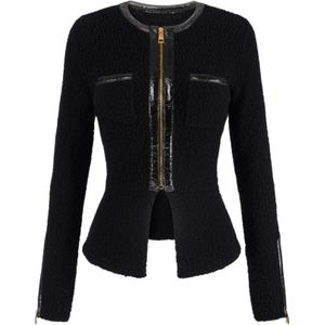 Elisabetta Franchi, Dames, Truien, Zwart, Maat: L Vinyl,