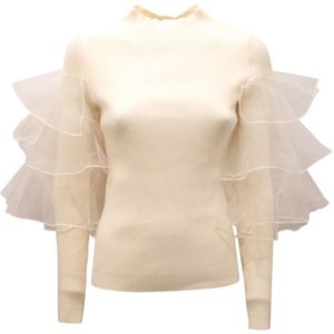 Twinset, Dames, Truien, Wit, Maat: M Viscose,