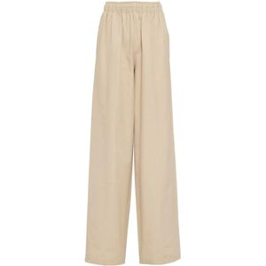 Prada - Wijde Pijpen Broek - Beige - Katoen