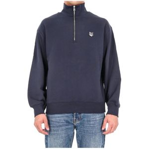 Maison Kitsuné, Heren, Sweatshirts & Hoodies, Blauw, Maat: L Katoen,