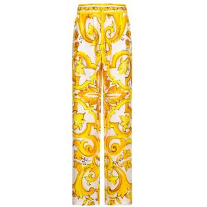 Dolce & Gabbana, Dames, Broeken, Geel, Maat: 2XS Zijde,
