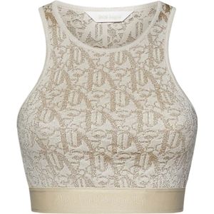 Palm Angels, Dames, Tops, Beige, Maat: S Nylon,
