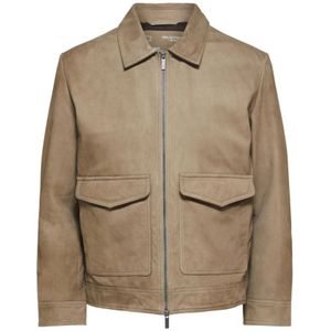 Selected Homme, Heren, Jassen, Beige, Maat: M Leer,