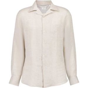 Brunello Cucinelli, Heren, Overhemden, Beige, Maat: 2XL Linnen,
