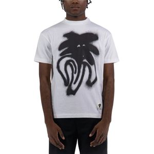 Palm Angels, Heren, Tops, Wit, Maat: S Katoen,