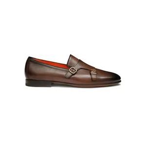 Santoni Dubbele gesp leren instapper , Brown , Heren , Maat: 45 EU