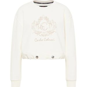 Carlo Colucci, Dames, Sweatshirts & Hoodies, Wit, Maat: M Katoen,