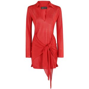Federica Tosi, Dames, Jurken, Rood, Maat: 2XS Viscose,