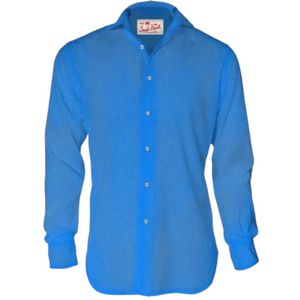 MC2 Saint Barth, Heren, Overhemden, Blauw, Maat: S Linnen,