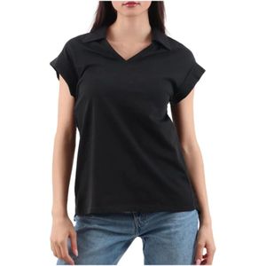 Liu Jo - Zwart - Polo Mouwloze T-shirt - Dames - 100% Katoen