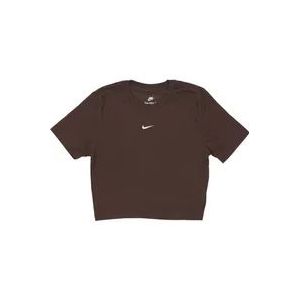 Nike Slim-Fit Crop Tee in Baroque Brown/White , Brown , Dames , Maat: M