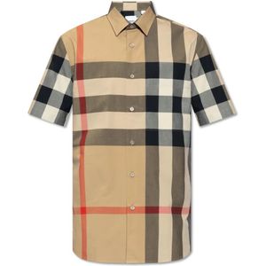 Burberry, Heren, Overhemden, Beige, Maat: L Katoen,
