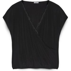 Fiorella Rubino, Dames, Blouses & Shirts, Zwart, Maat: XL Nylon,