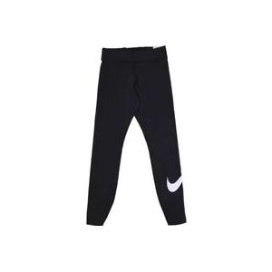 Nike Zwart/Wit Essential Legging Swoosh MR , Black , Dames , Maat: 2XS
