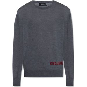 Dsquared2, Heren, Truien, Grijs, Maat: L Velours,