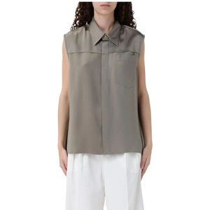 Ami Paris, Dames, Blouses & Shirts, Grijs, Maat: XS Zijde,