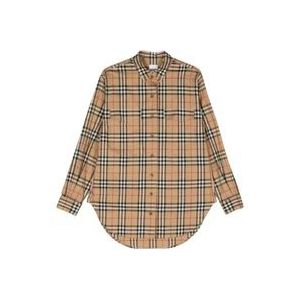 Burberry Vintage Check Button-Down Overhemd , Beige , Dames , Maat: 3XS